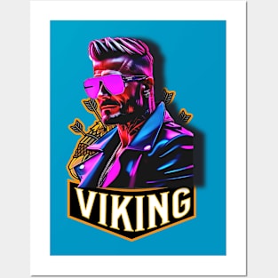 Viking logo style design with cool dude wearing shades and arrows sticking out of him Posters and Art